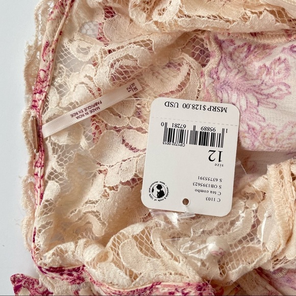 Free People Lucie Mini in Pink Combo tie back lace insert 12 - Picture 2 of 9